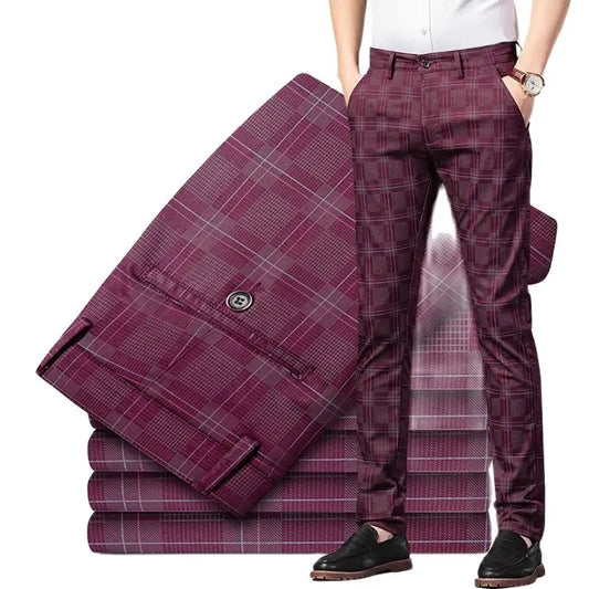 Upgrade your spring style with these slim-fit black plaid pants