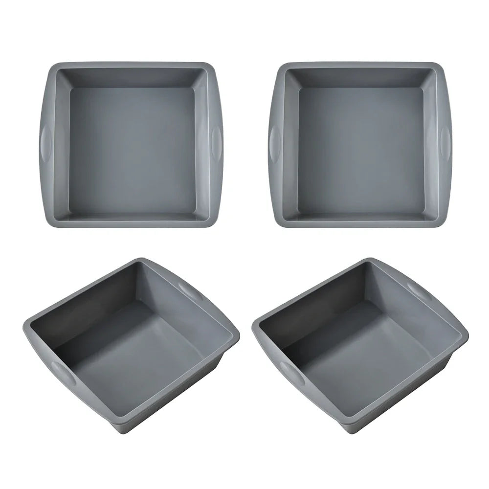 1/4Pcs Silicone Non-Stick Cake Plates – Square Brownie Pan with Handles, Oven & Air Fryer Safe