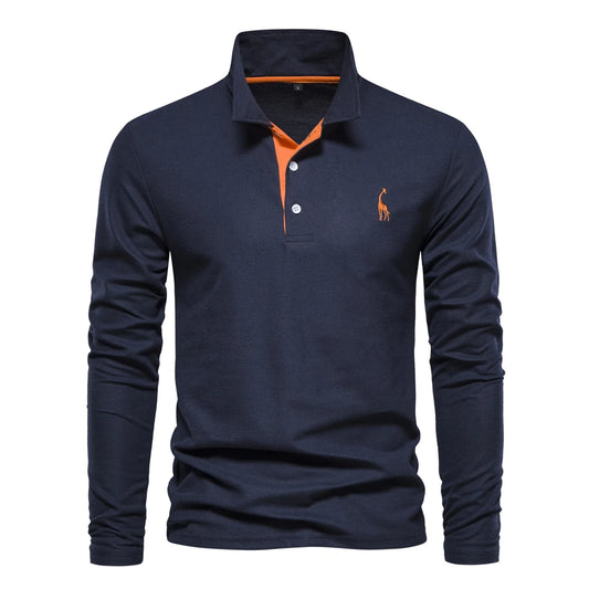 Polo Shirts Solid Color Long Sleeve