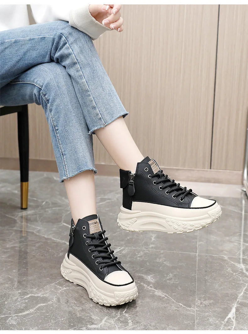 New Luxury High-Top Sneakers - Women's Platform Casual Boots, Outdoor Running Shoes