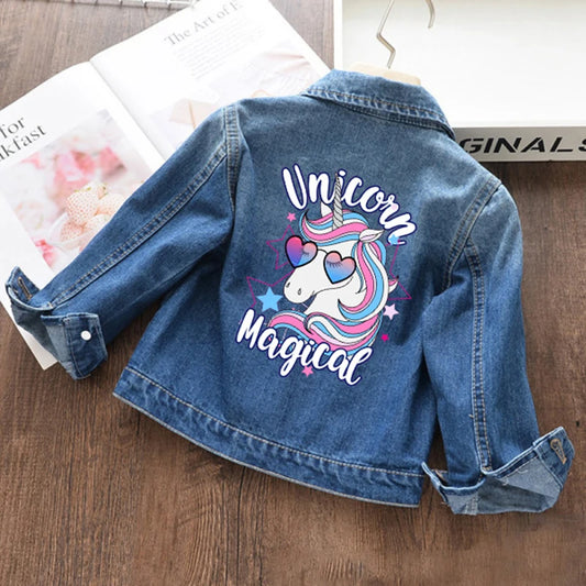 Kids' Denim Jacket – Cartoon Unicorn Jean Coat for Boys and Girls, Spring/Autumn Outerwear