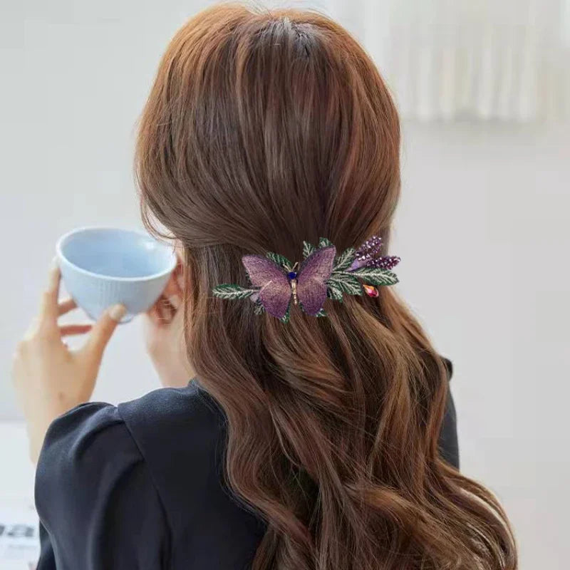 Elegant Embroidered Butterfly Hairpin - Retro Spring Clip for Women & Girls