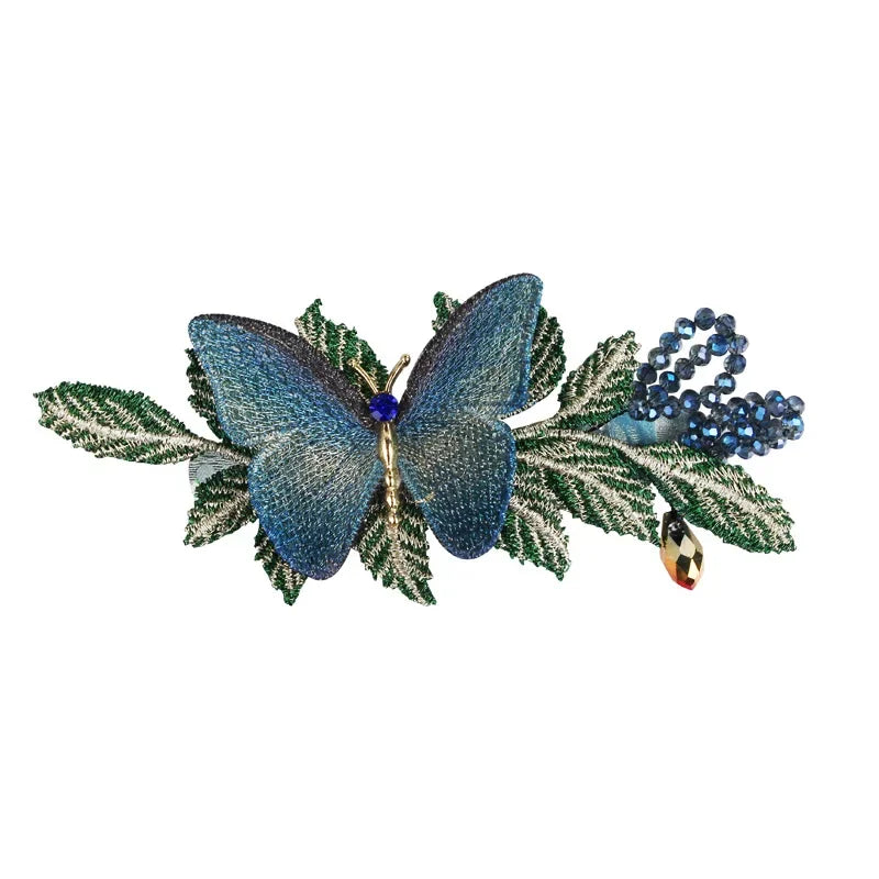 Elegant Embroidered Butterfly Hairpin - Retro Spring Clip for Women & Girls