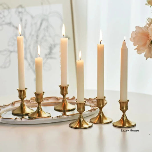 6pc Gold Candle Holder Set - Vintage Home Decor & Table Accessories