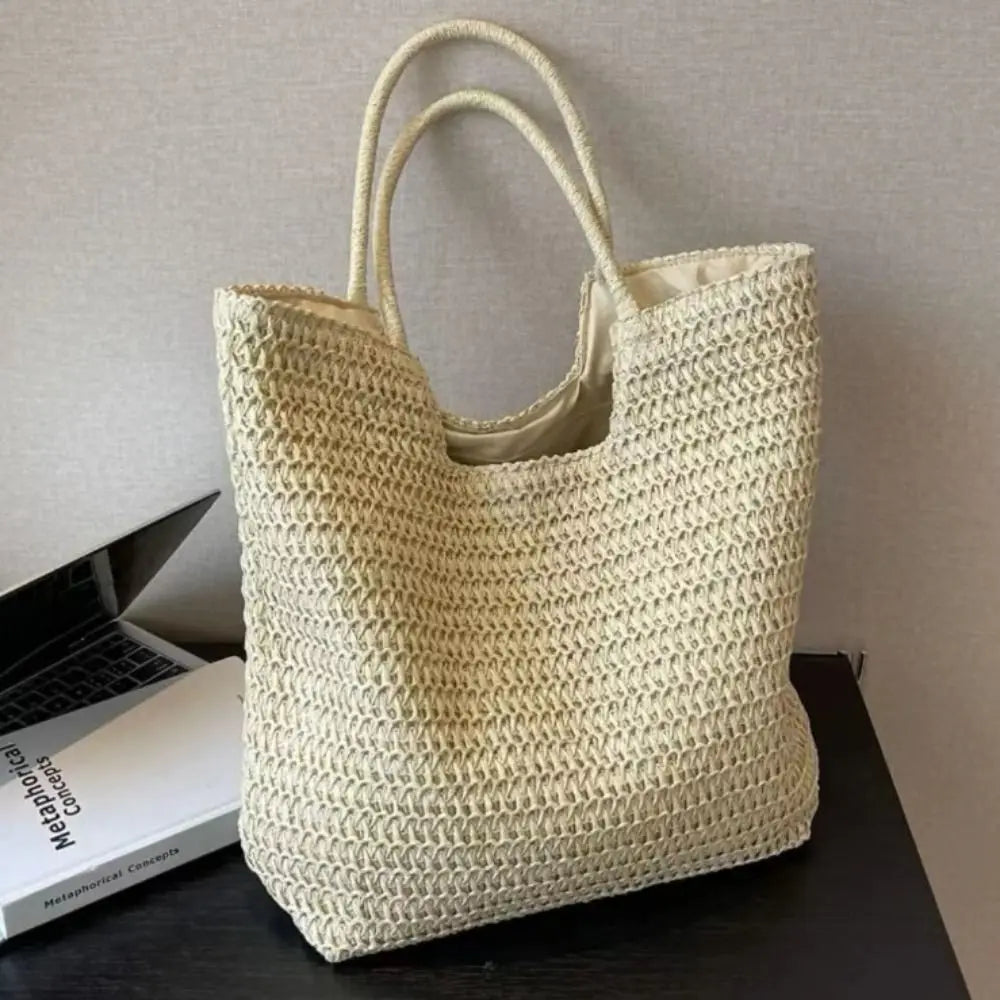 Summer Straw Woven Tote Bag – Large Capacity Shoulder & Beach Bag