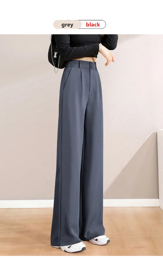 Women's High-Waist Slim Suit Pants – Spring/Autumn Korean Straight-Leg Trousers