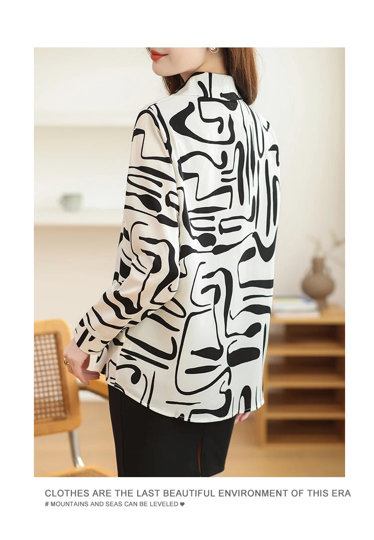 Spring Korean Loose Polo-Neck Long Sleeve Shirt for Women