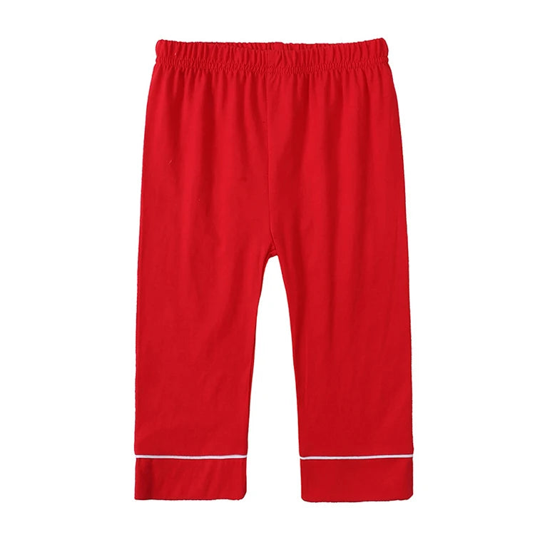 Christmas Pajamas for Kids – Soft Cotton Ruffle Red Pyjamas, Button-Up, Long Sleeve Sleepwear