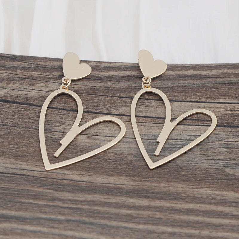 Trendy Double-Layer Heart Pendant Dangle Earrings - Bohemian Love Jewelry