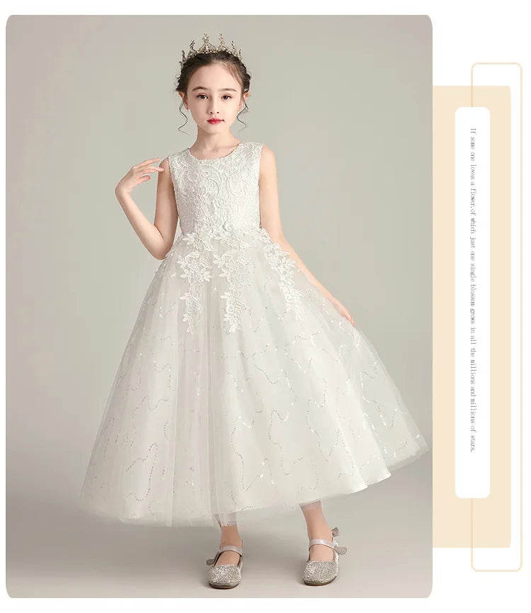 Girls' Elegant Evening Dress - Blue Princess Wedding Party Dress