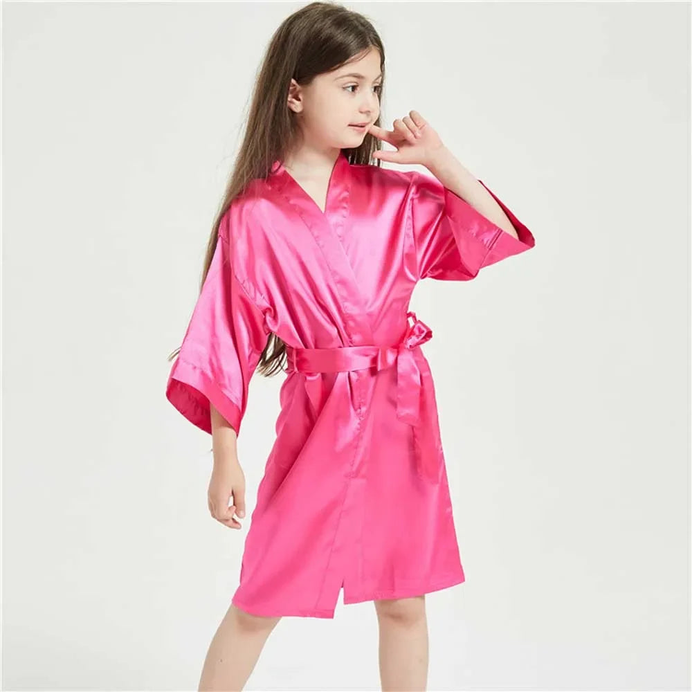 Pink Satin Silk Bathrobe for Girls - Kids Nightwear & Sleepwear