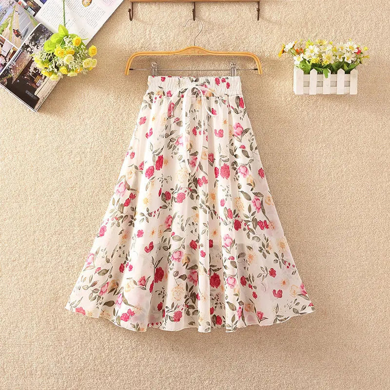 Floral Chiffon Long Skirt for Girls