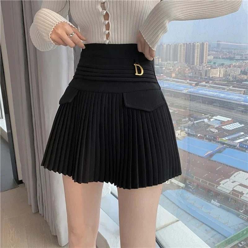 Summer White Pleated Mini Skirt - High Waist A-Line Korean Fashion