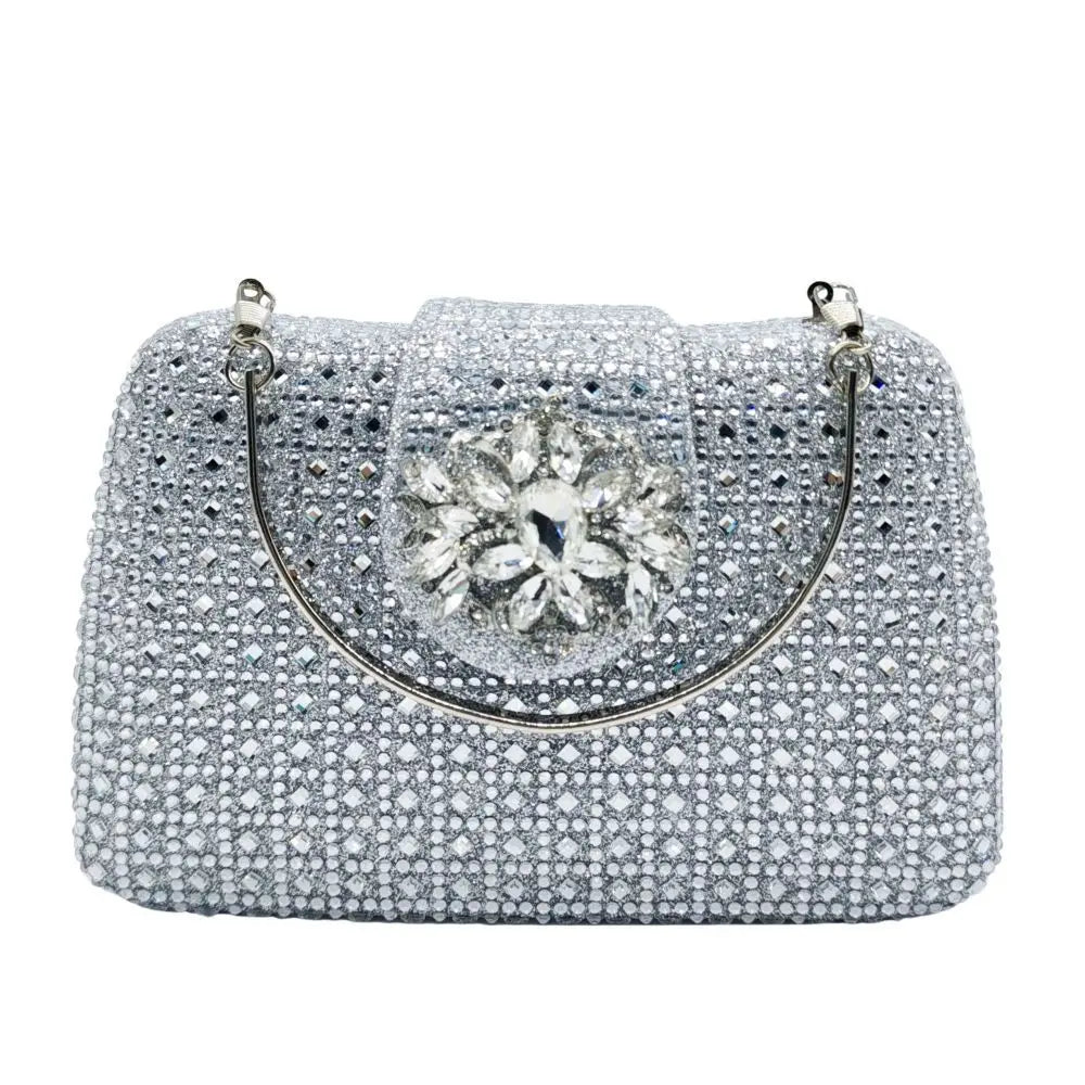 Sparkling Crystal Evening Bag – Metal Clutch & Wedding Purse