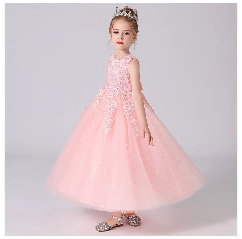 Girls' Elegant Evening Dress - Blue Princess Wedding Party Dress