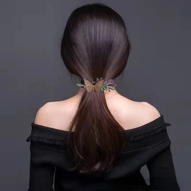 Elegant Embroidered Butterfly Hairpin - Retro Spring Clip for Women & Girls