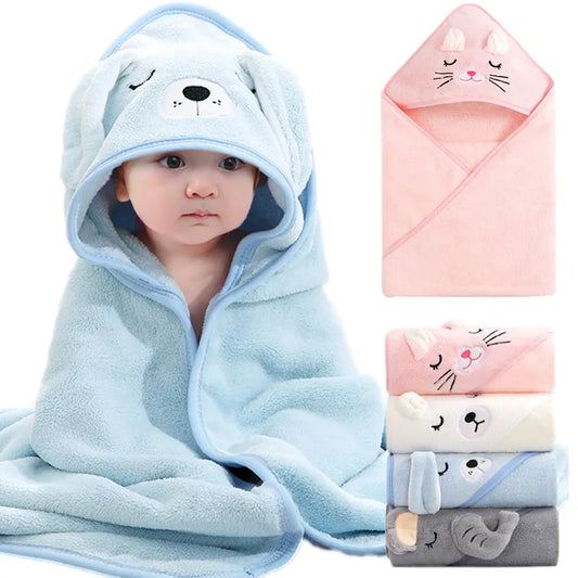 Cartoon Animal Baby Hooded Towel - Soft Bathrobe & Swaddle