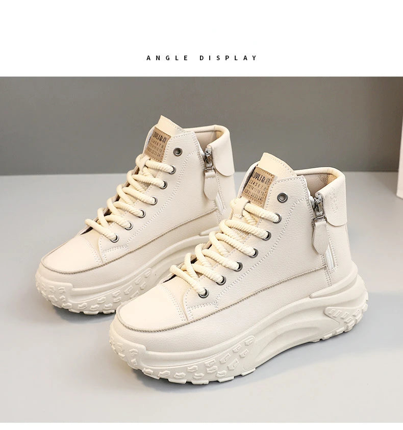 New Luxury High-Top Sneakers - Women's Platform Casual Boots, Outdoor Running Shoes