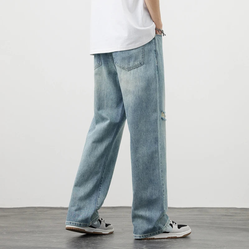 Men's Thin Baggy Jeans Summer Straight High Street Vintage Y2k Pants