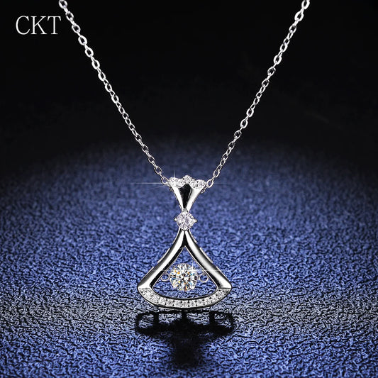 Platinum Moissanite Heart Pendant Necklace