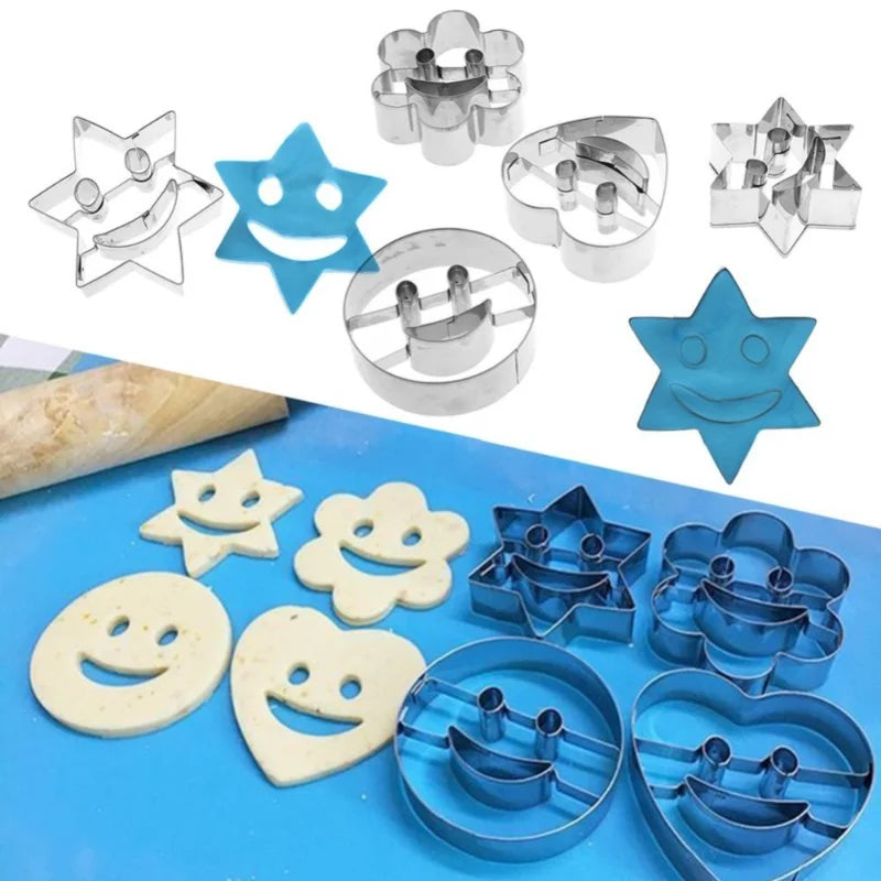 4Pcs Stainless Steel Smile Face Cookie Cutter Set - Baking Molds