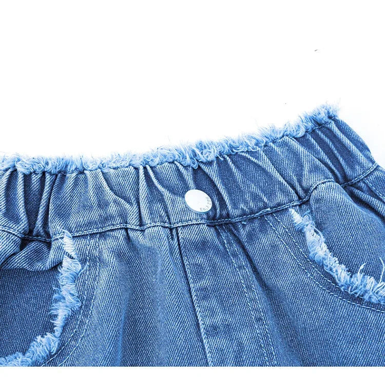 Girls' Casual Denim Skirt for Spring/Summer