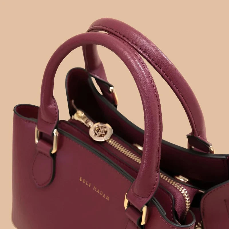 Luxury Red Leather Square Handbag for Women