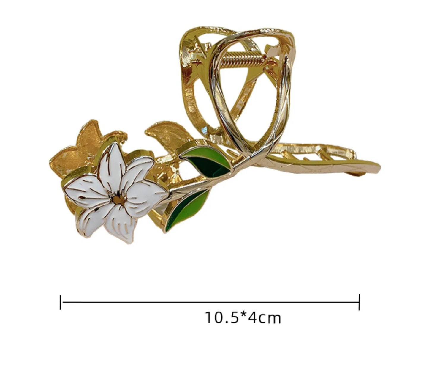 Elegant Gold Flower Metal Hair Claw - Women’s Barrette & Ponytail Clip