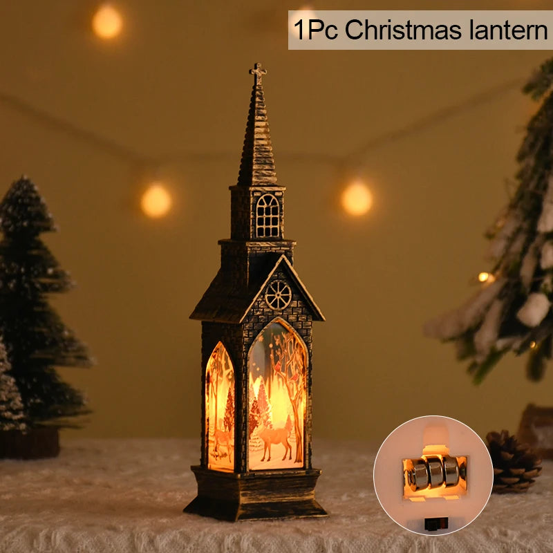 Christmas LED Night Light – Santa Claus & Snowman Lantern Lamp Ornament