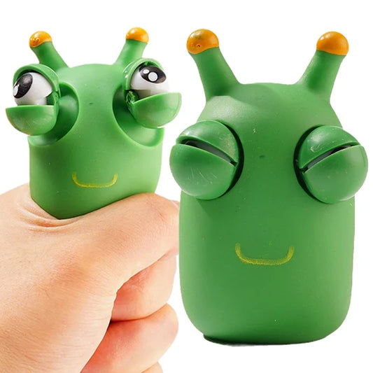 Green Eye Caterpillar Squeeze Toy – Funny Stress Relief Pinch Toy for Adults and Kids