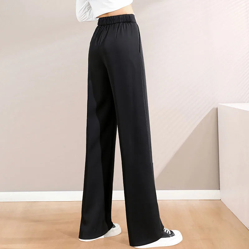 Women's High-Waist Slim Suit Pants – Spring/Autumn Korean Straight-Leg Trousers