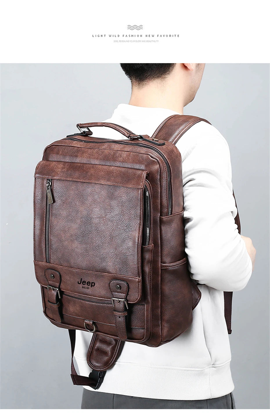 Men's Leather Backpack – 15.6" Laptop Bag & Travel Daypack