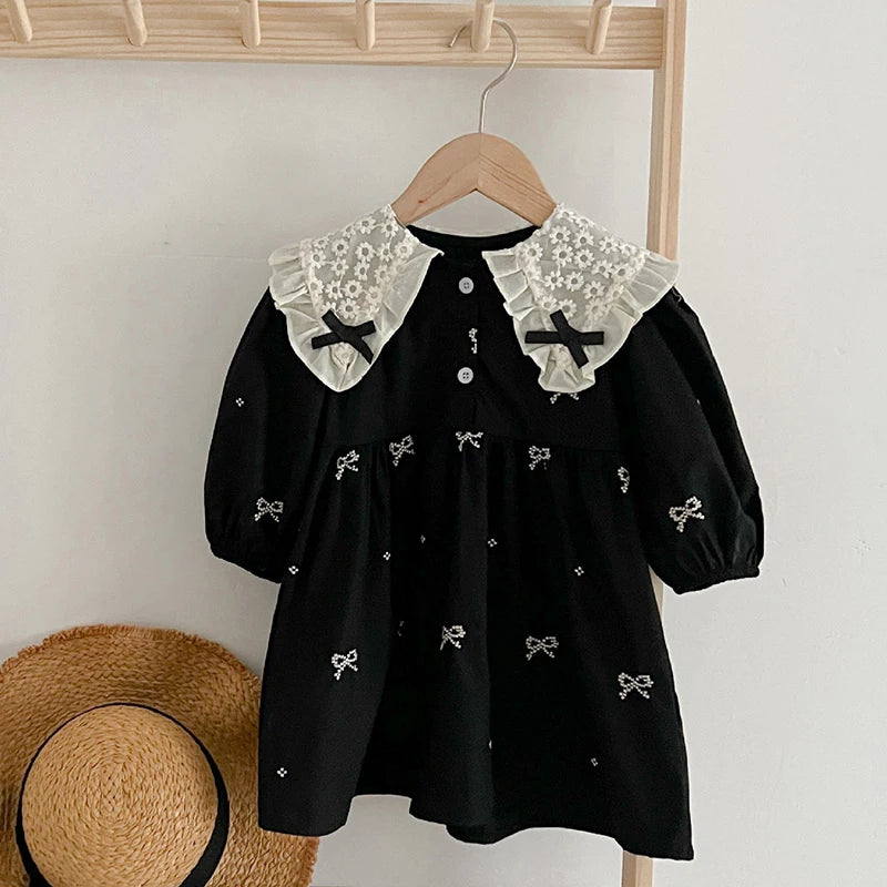 Spring Baby Girl Princess Dress - Long Sleeved Cotton Embroidery