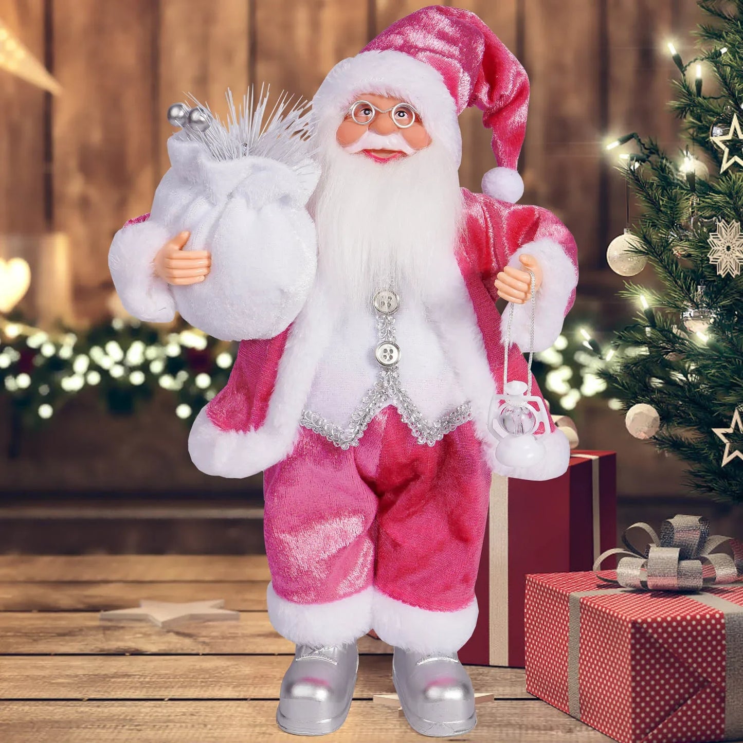 Christmas Home Decor – Santa Claus Doll with Gift Bags & Party Ornaments