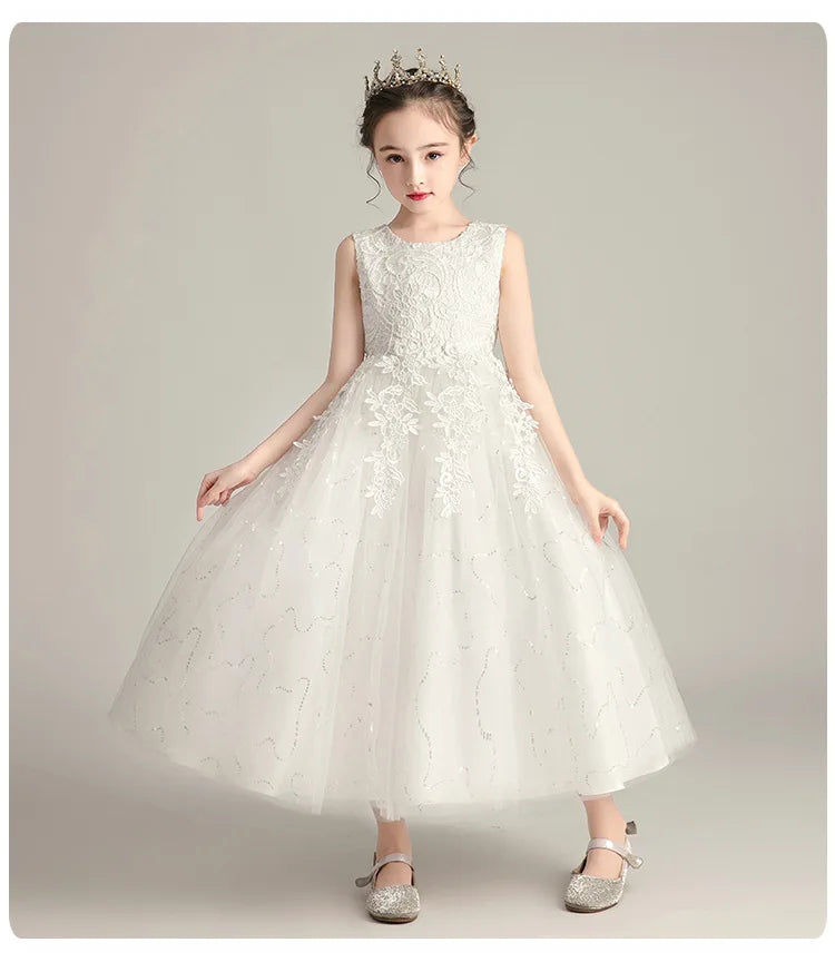 Girls' Elegant Evening Dress - Blue Princess Wedding Party Dress