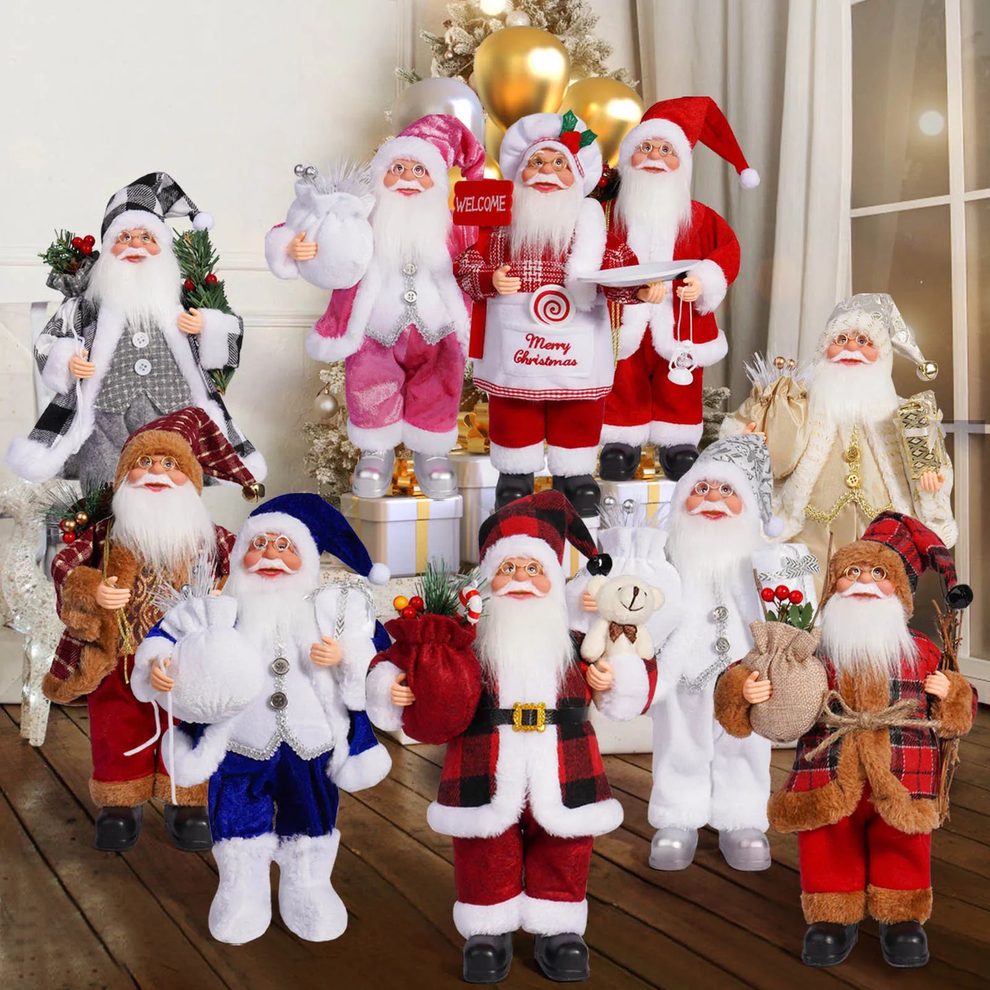 Christmas Home Decor – Santa Claus Doll with Gift Bags & Party Ornaments