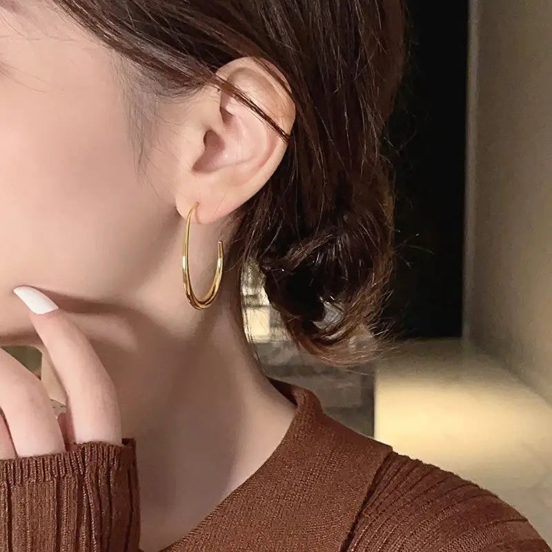 Hot Sale Geometric Oval Hoop Earrings for Women