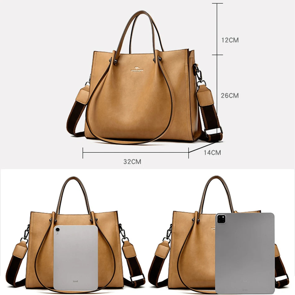 Luxury Leather Women's Tote – High-Quality Crossbody & Shoulder Bag