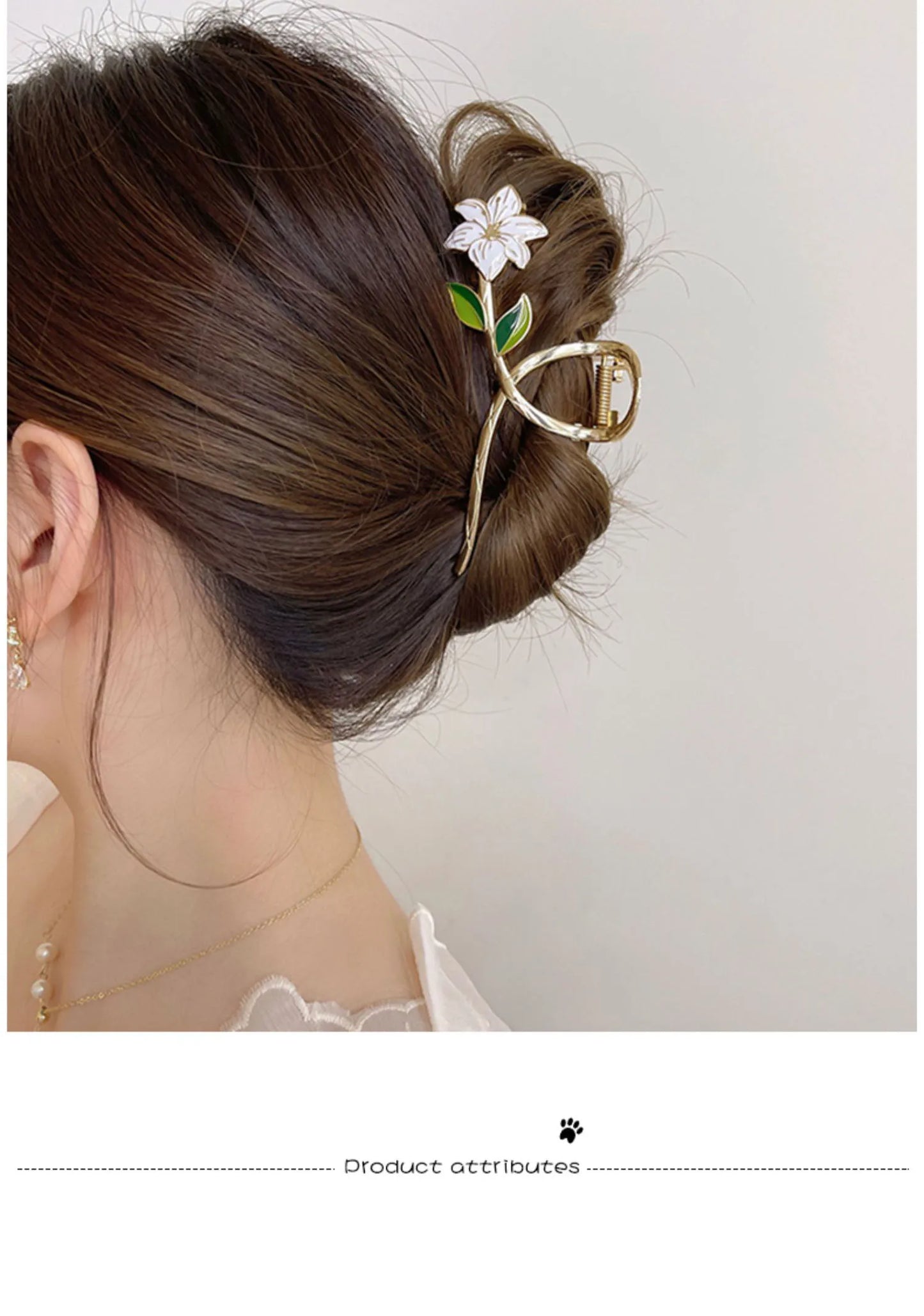 Elegant Gold Flower Metal Hair Claw - Women’s Barrette & Ponytail Clip