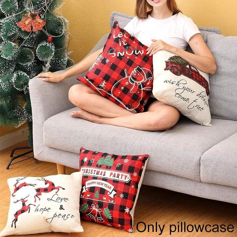 Christmas Pillowcase Cushion Cover – 45x45cm Polyester Home Decor for Living Room