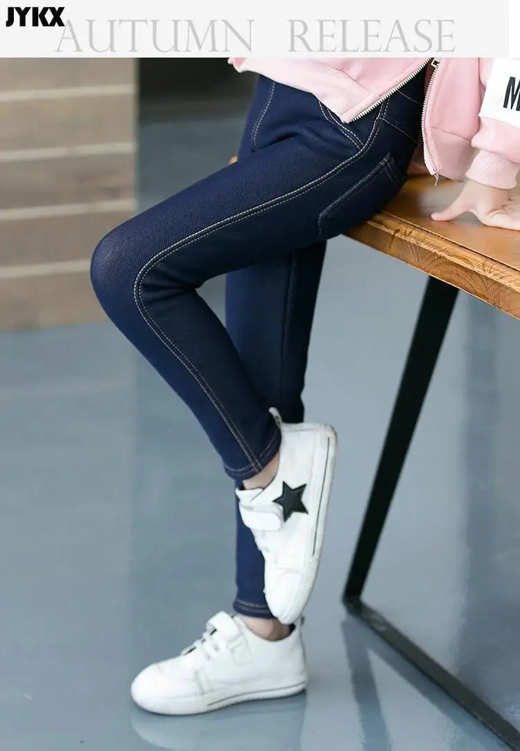 Girls' Winter Jeans: Thicker Stretch & Cashmere Korean Style