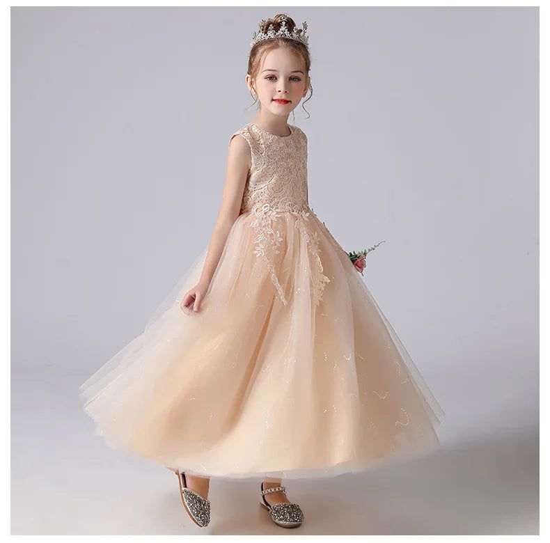 Girls' Elegant Evening Dress - Blue Princess Wedding Party Dress