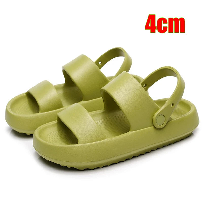 Green Summer Platform Sandals - Women’s Soft EVA Slides, Non-Slip Beach Shoes