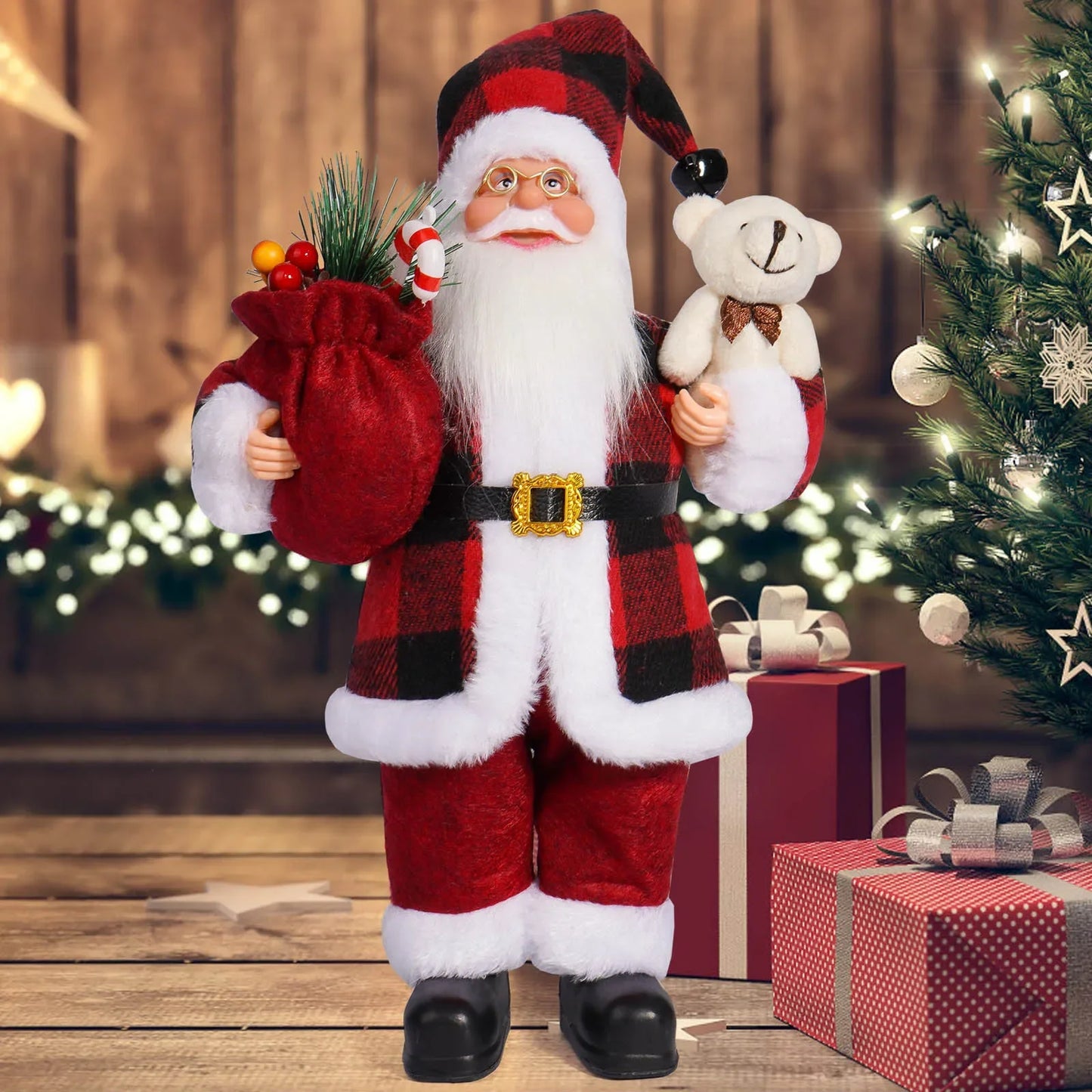 Christmas Home Decor – Santa Claus Doll with Gift Bags & Party Ornaments