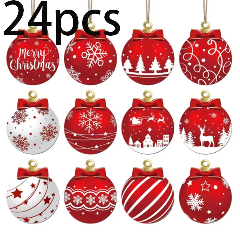 12/24pcs Christmas Balls Ornament Set – Xmas Tree Hanging Pendants for Home Decor