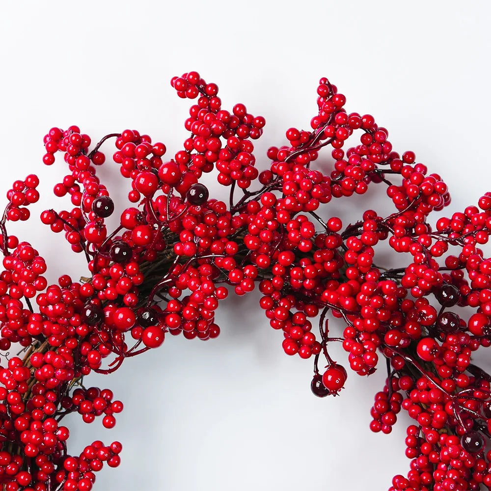 Handmade Christmas Wreath – Cypress Leaf, Red Berry, Pine, for Door or Wall Decor