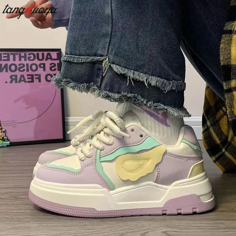 Kawaii Platform Sneakers - Women's Casual Korean Style