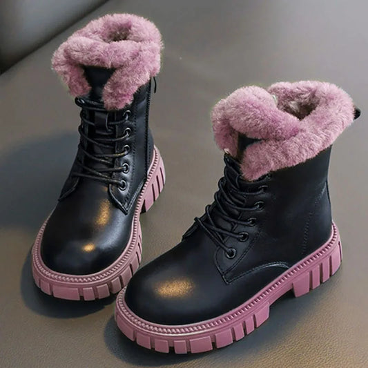 Girls' Korean Winter Fashion Boots: Warm, Faux Fur, Anti-Slip