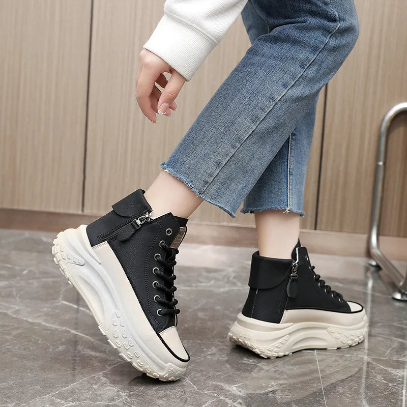 New Luxury High-Top Sneakers - Women's Platform Casual Boots, Outdoor Running Shoes