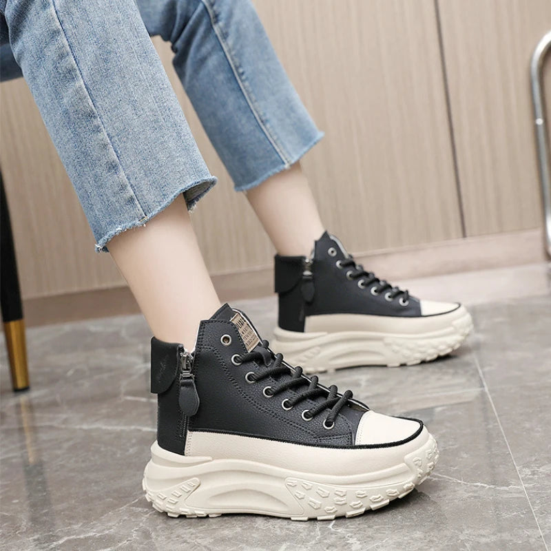 New Luxury High-Top Sneakers - Women's Platform Casual Boots, Outdoor Running Shoes